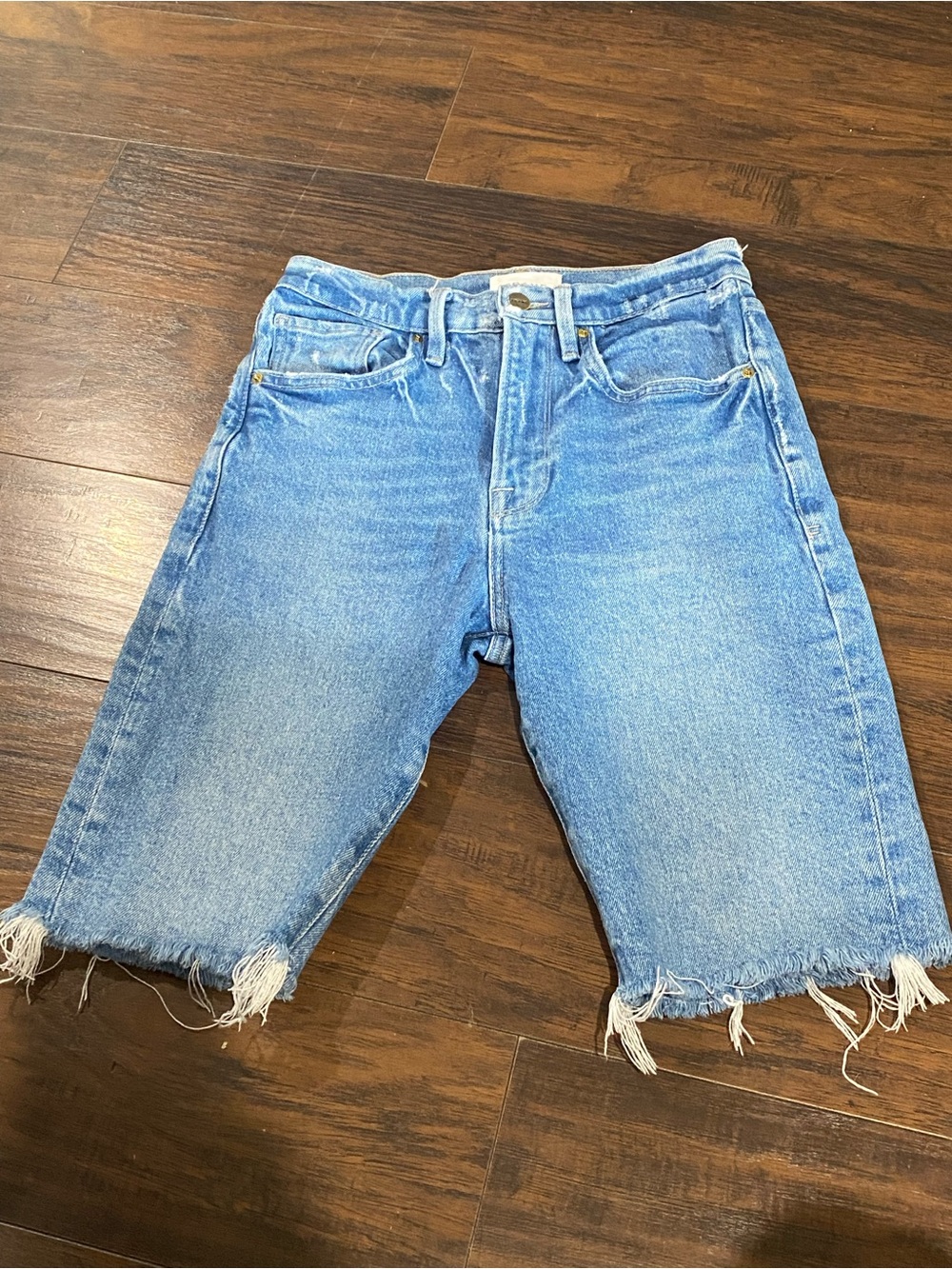 Frame Denim Le Vintage Bermuda Frayed Hem Jean Shorts
